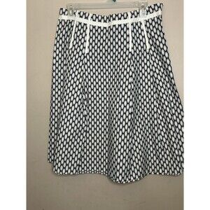 Gap A-Line Skirt Black Cream Side Zip Washable Cotton Summer SZ 8 EUC! Novelty